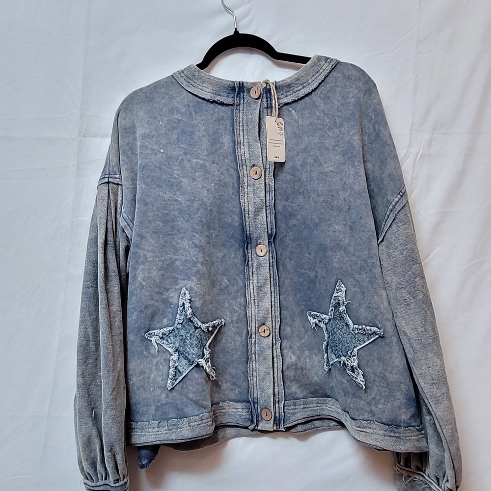 Sage & Fig NWT  Button Front Jacket with Star Pockets Size Med